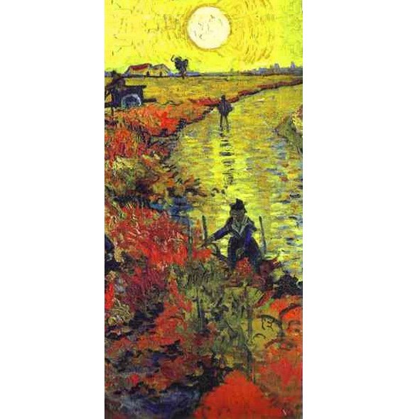 Vincent van Gogh The Red Vineyard at Arles detail